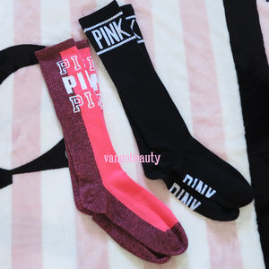 Victoria's Secret PINK knee high socks 2 pairs NEW